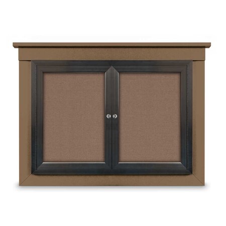 United Visual Products 72"x36" 3-Door Enclosed Outdoor Letterboard, Hdr, Green Felt/Satin UV1178HDPLUS-SATIN-GREEN